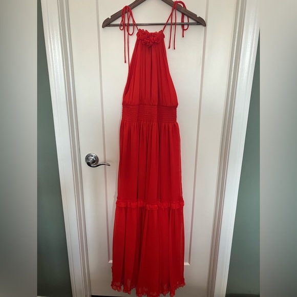 Banana Republic Red Sleeveless Tiered Ruffle Maxi Dress. Size S - Picture 2 of 4